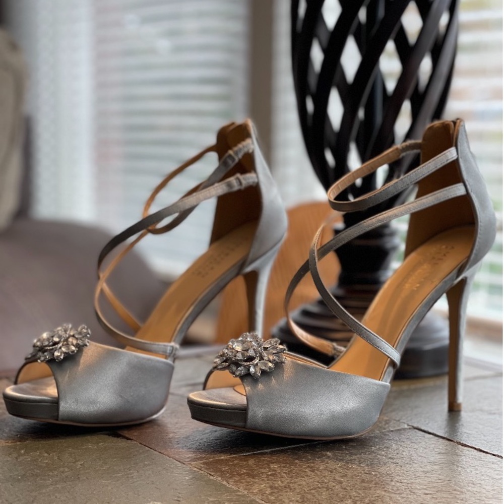 Badgley Mischka Silver Cross Strap